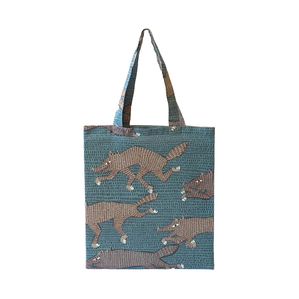 A4 Flat Tote Bag: Wolf Navy