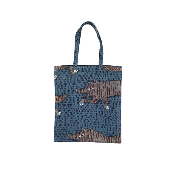 Mini Tote Bag: Wolf Navy
