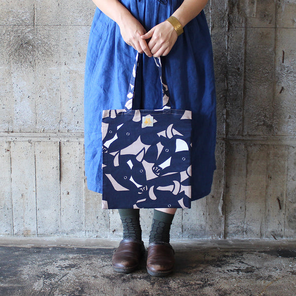 A4  Flat Tote Bag: GyuGyu Navy