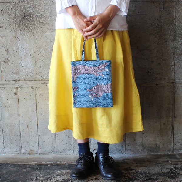 Mini Tote Bag: Wolf Navy
